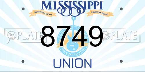8749 Mississippi License Plate