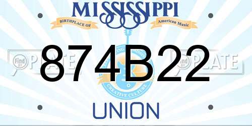 874B22 Mississippi License Plate