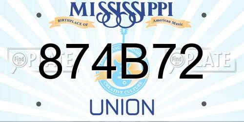 874B72 Mississippi License Plate