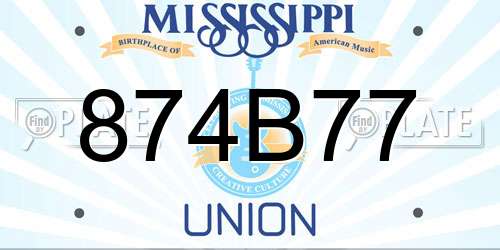 874B77 Mississippi License Plate