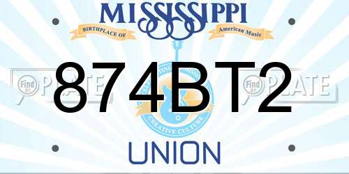 874BT2 Mississippi License Plate