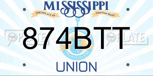 874BTT Mississippi License Plate