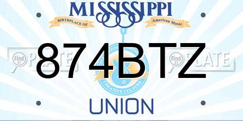 874BTZ Mississippi License Plate