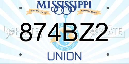 874BZ2 Mississippi License Plate
