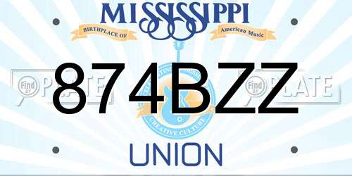 874BZZ Mississippi License Plate