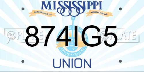 874IG5 Mississippi License Plate