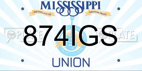 874IGS Mississippi License Plate
