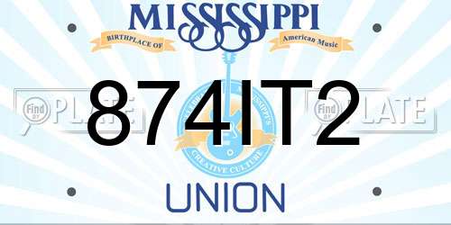 874IT2 Mississippi License Plate