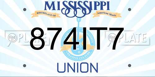 874IT7 Mississippi License Plate