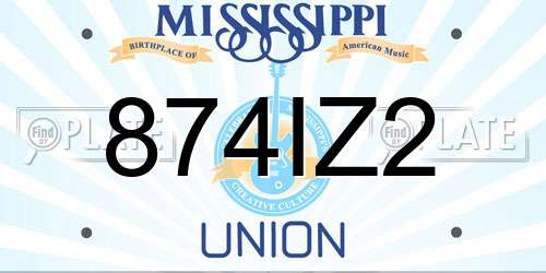 874IZ2 Mississippi License Plate