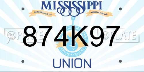 874K97 Mississippi License Plate