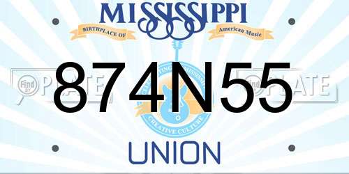874N55 Mississippi License Plate