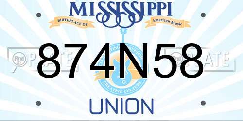 874N58 Mississippi License Plate