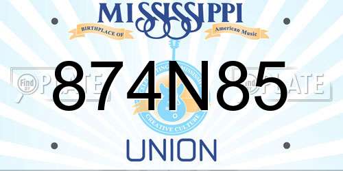 874N85 Mississippi License Plate