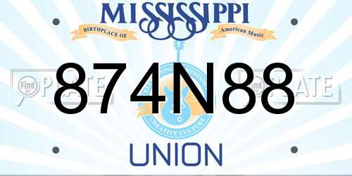 874N88 Mississippi License Plate