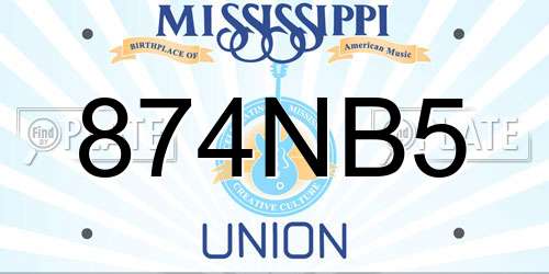 874NB5 Mississippi License Plate