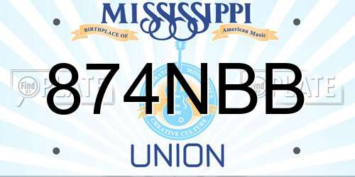 874NBB Mississippi License Plate