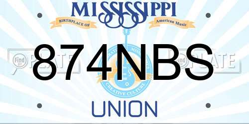 874NBS Mississippi License Plate