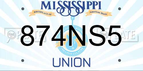 874NS5 Mississippi License Plate