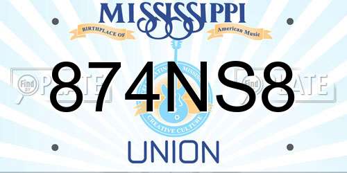 874NS8 Mississippi License Plate