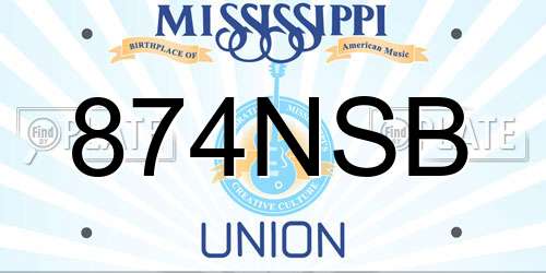 874NSB Mississippi License Plate