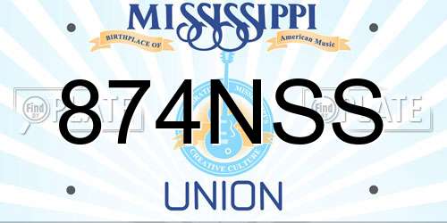 874NSS Mississippi License Plate