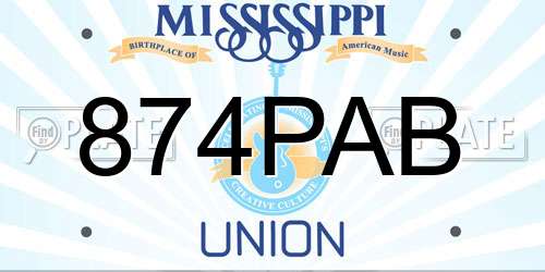 874PAB Mississippi License Plate