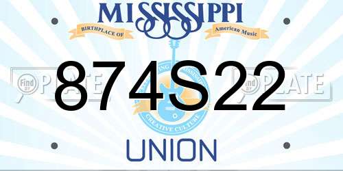 874S22 Mississippi License Plate