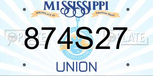 874S27 Mississippi License Plate