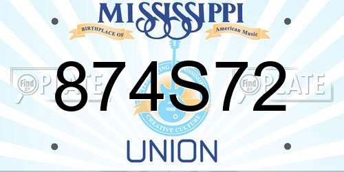874S72 Mississippi License Plate