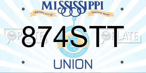 874STT Mississippi License Plate