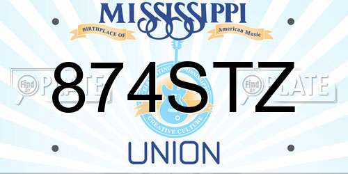 874STZ Mississippi License Plate