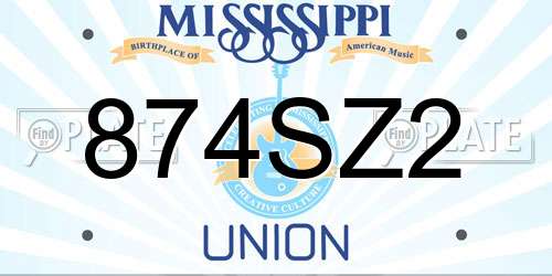 874SZ2 Mississippi License Plate
