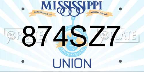 874SZ7 Mississippi License Plate