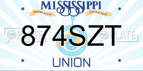 874SZT Mississippi License Plate