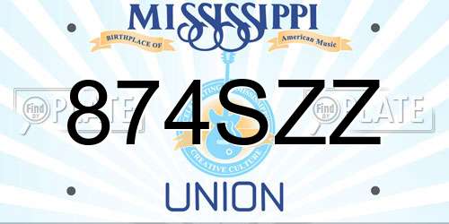 874SZZ Mississippi License Plate