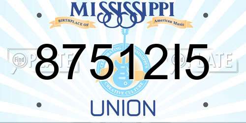 87512I5 Mississippi License Plate