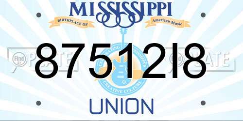 87512I8 Mississippi License Plate