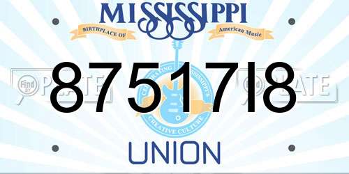 87517I8 Mississippi License Plate