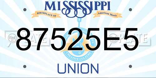 87525E5 Mississippi License Plate