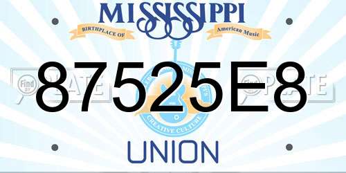 87525E8 Mississippi License Plate