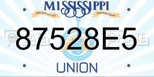 87528E5 Mississippi License Plate