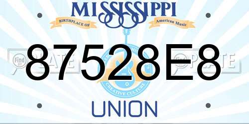 87528E8 Mississippi License Plate