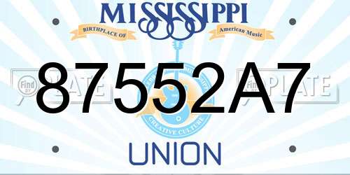87552A7 Mississippi License Plate