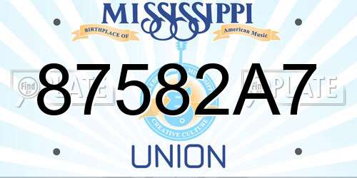 87582A7 Mississippi License Plate