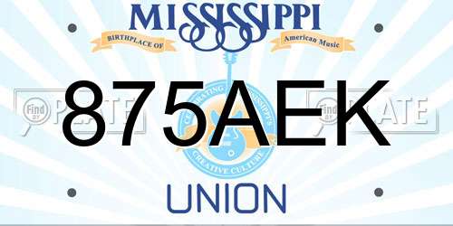 875AEK Mississippi License Plate