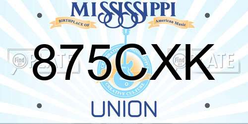 875CXK Mississippi License Plate