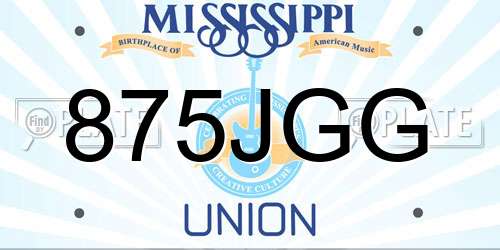 875JGG Mississippi License Plate