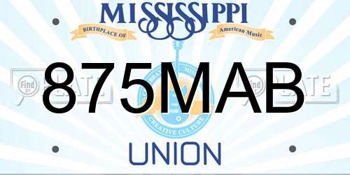 875MAB Mississippi License Plate