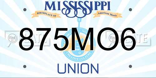 875MO6 Mississippi License Plate